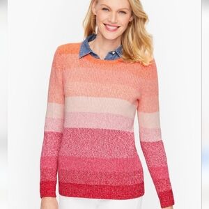Women’s Talbots Ombre Stripe Crewneck Sweater in Pink and Coral Size Small Pet.